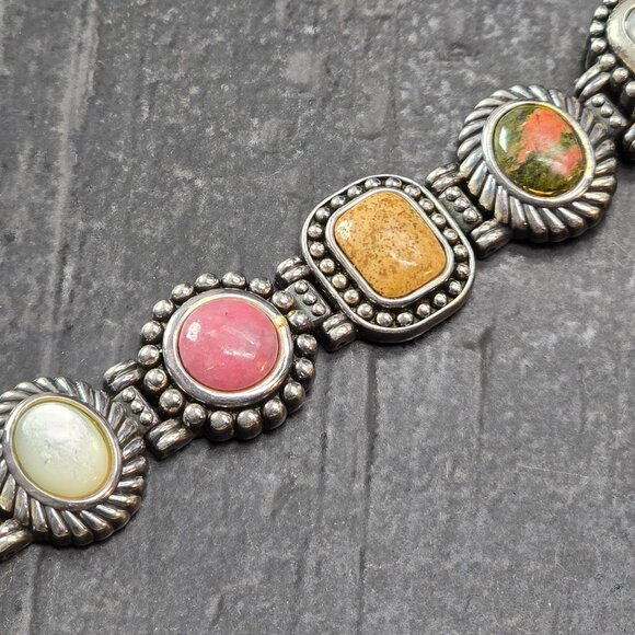 Vintage Gemstone Silver-Tone Womens Watch By Gem Time 7.25" JJ4160 - Picture 4 of 11